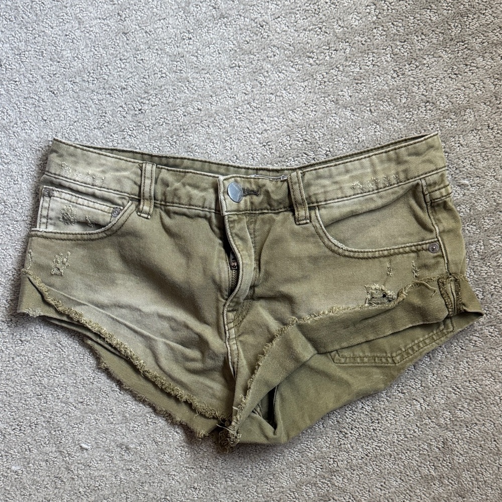 Free People Olive Jean Shorts